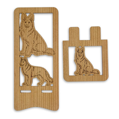 German Shepherd Phone Stand — Laser Cut Wooden Dog Lover Gift