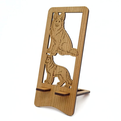 German Shepherd Phone Stand — Laser Cut Wooden Dog Lover Gift