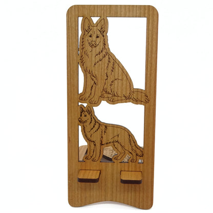 German Shepherd Phone Stand — Laser Cut Wooden Dog Lover Gift