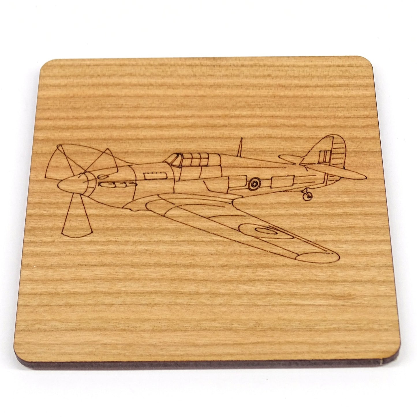 Hurricane Cherry Wood Coaster | Hawker Hurricane | WWII RAF Aircraft Gift