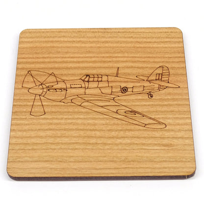 Hurricane Cherry Wood Coaster | Hawker Hurricane | WWII RAF Aircraft Gift