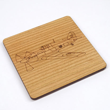 Hurricane Cherry Wood Coaster | Hawker Hurricane | WWII RAF Aircraft Gift
