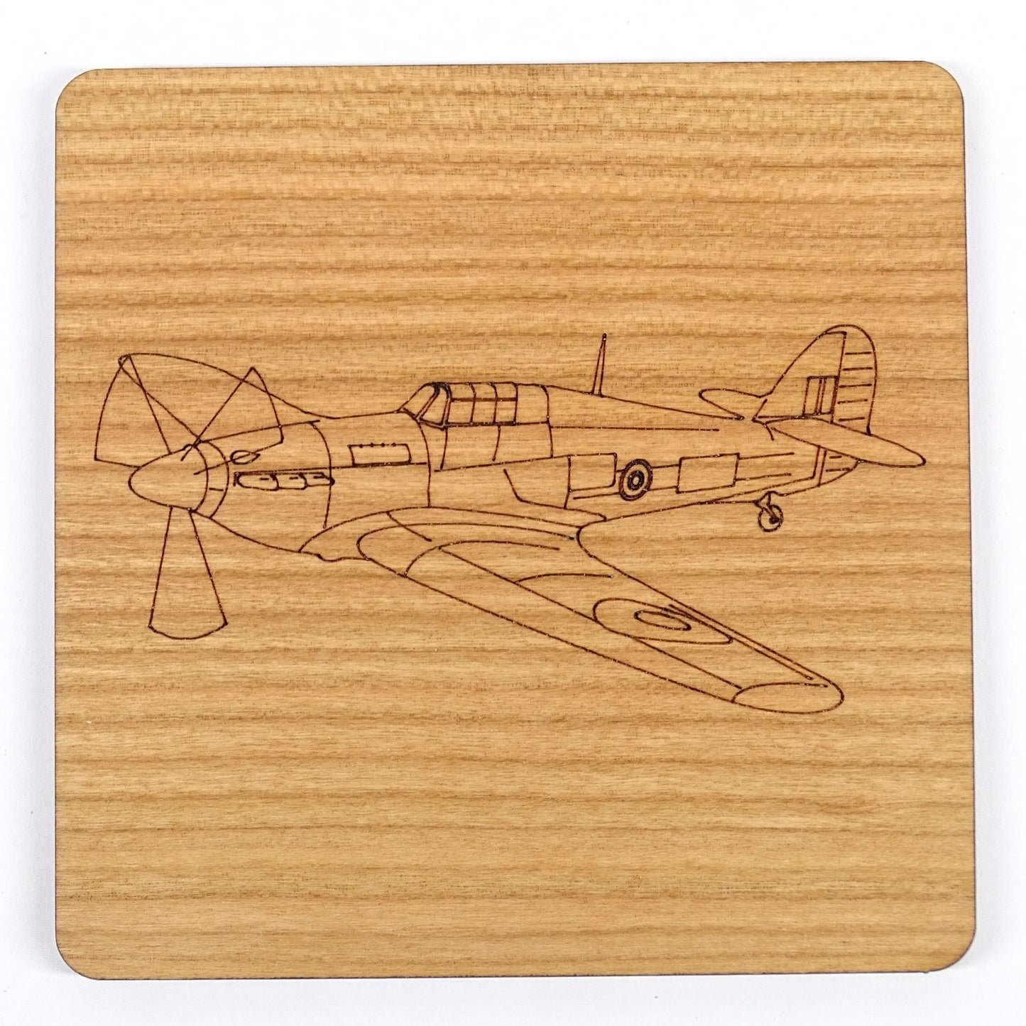 Hurricane Cherry Wood Coaster | Hawker Hurricane | WWII RAF Aircraft Gift