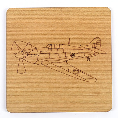 Hurricane Cherry Wood Coaster | Hawker Hurricane | WWII RAF Aircraft Gift