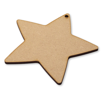 star shape with a hole cut from 3mm thick mdf on a white background
