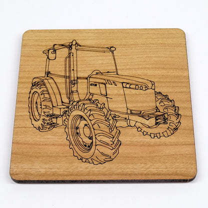 Modern Tractor Cherry Wood Coaster | Tractor, Farmer, Agriculture, Countryside Gift