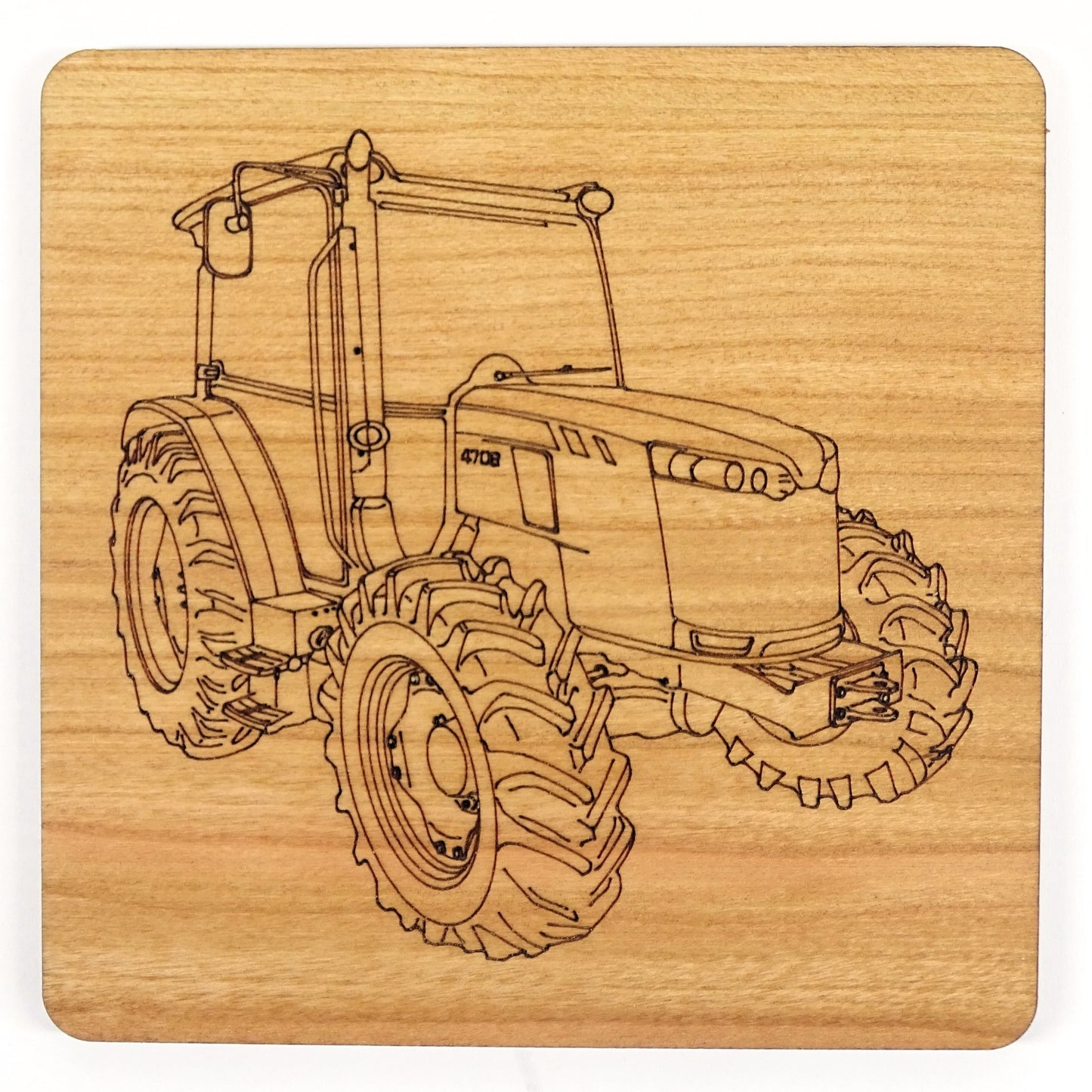 Modern Tractor Cherry Wood Coaster | Tractor, Farmer, Agriculture, Countryside Gift