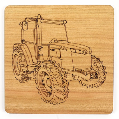 Modern Tractor Cherry Wood Coaster | Tractor, Farmer, Agriculture, Countryside Gift
