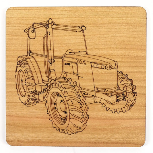 Modern Tractor Cherry Wood Coaster | Tractor, Farmer, Agriculture, Countryside Gift