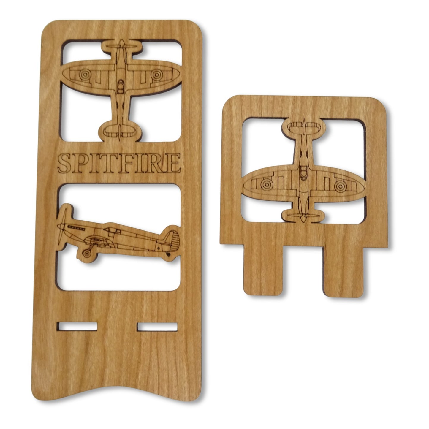 Spitfire Phone Stand — Laser Cut Wooden Aviation Gift