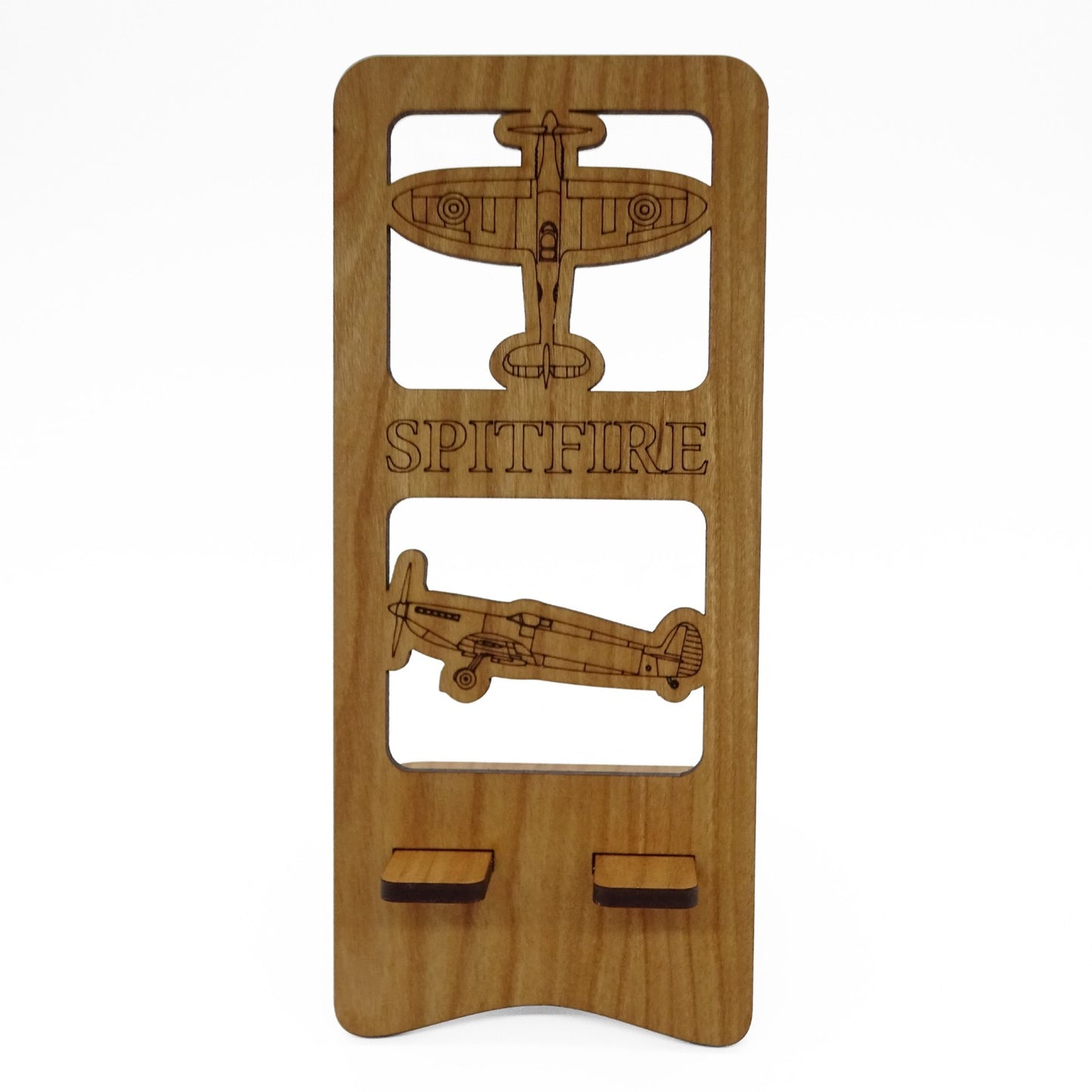 Spitfire Phone Stand — Laser Cut Wooden Aviation Gift