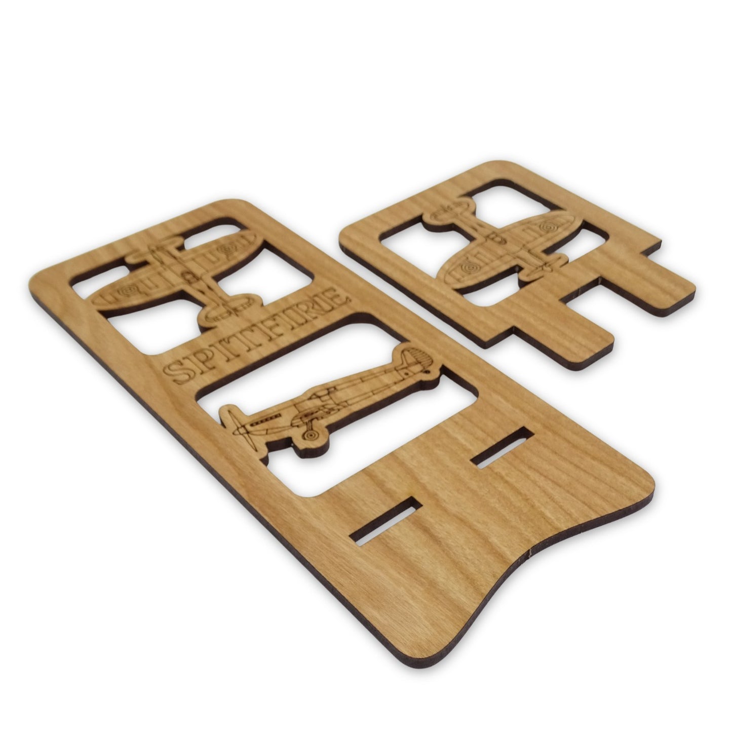 Spitfire Phone Stand — Laser Cut Wooden Aviation Gift