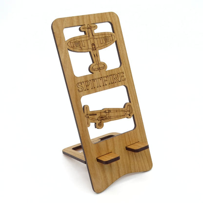 Spitfire Phone Stand — Laser Cut Wooden Aviation Gift