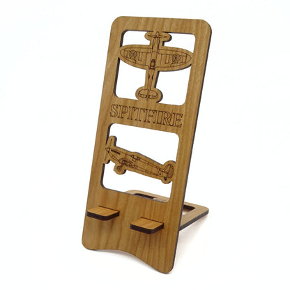 Spitfire Phone Stand — Laser Cut Wooden Aviation Gift