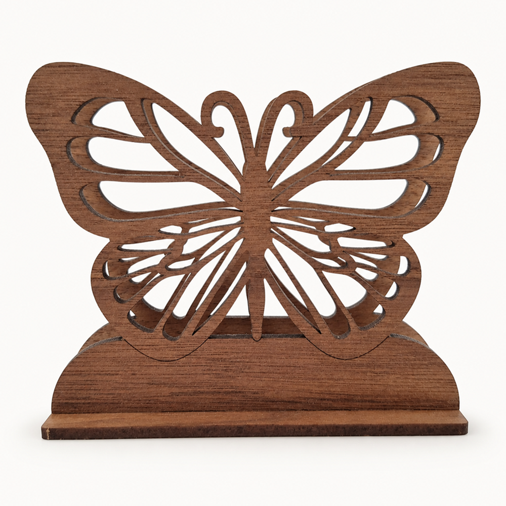 Butterfly Napkin Holder — Laser Cut Walnut Wood Table Accessory