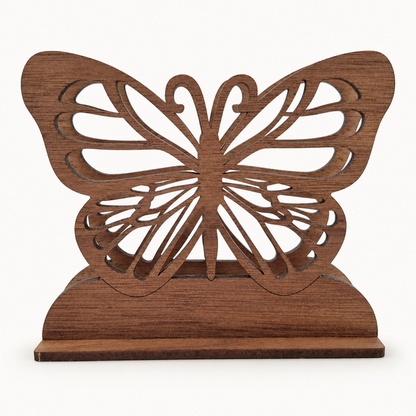 Butterfly Napkin Holder — Laser Cut Walnut Wood Table Accessory