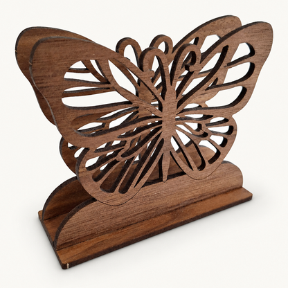 Butterfly Napkin Holder — Laser Cut Walnut Wood Table Accessory