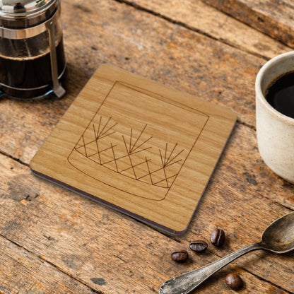 Whiskey Tumbler Laser Engraved Cherry Wood Coaster