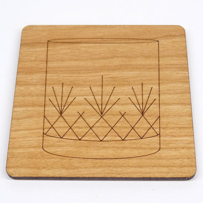 Whiskey Tumbler Laser Engraved Cherry Wood Coaster