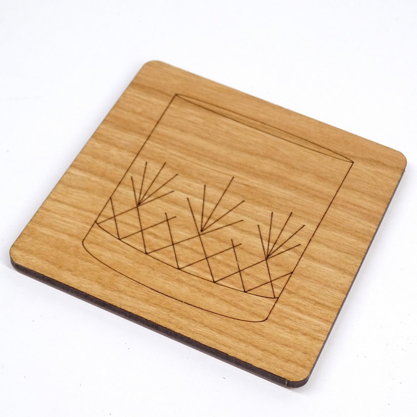 Whiskey Tumbler Laser Engraved Cherry Wood Coaster