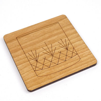 Whiskey Tumbler Laser Engraved Cherry Wood Coaster