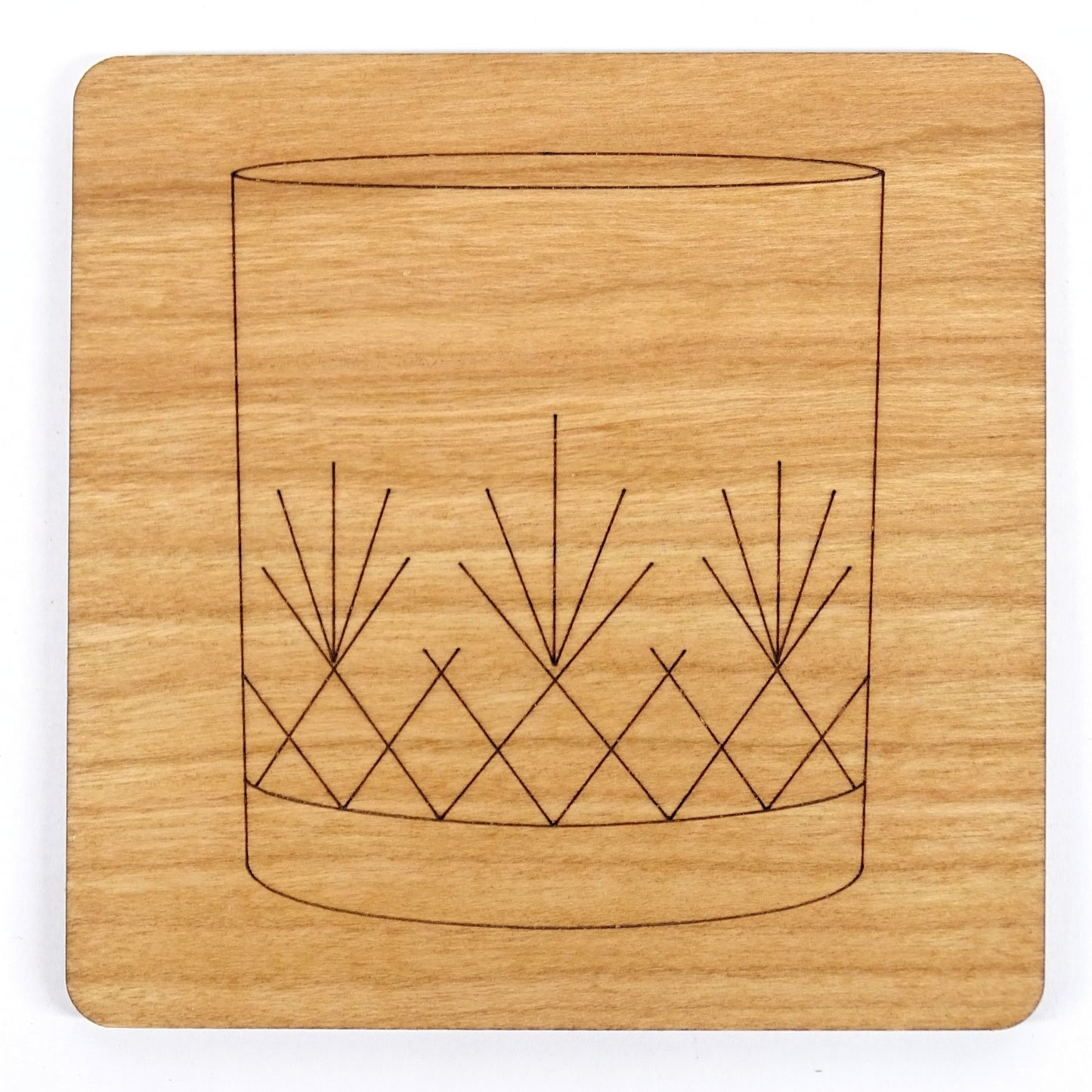 Whiskey Tumbler Laser Engraved Cherry Wood Coaster