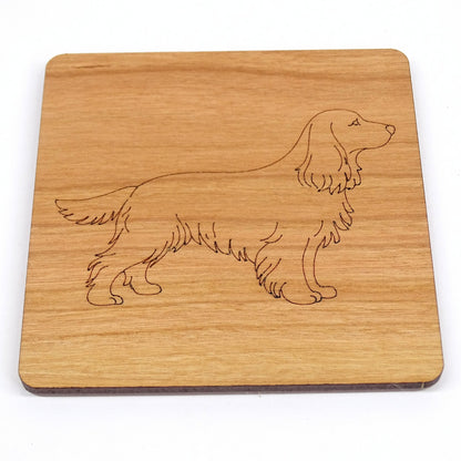 Standing Cocker spaniel coaster | Cherry Wood with cork back