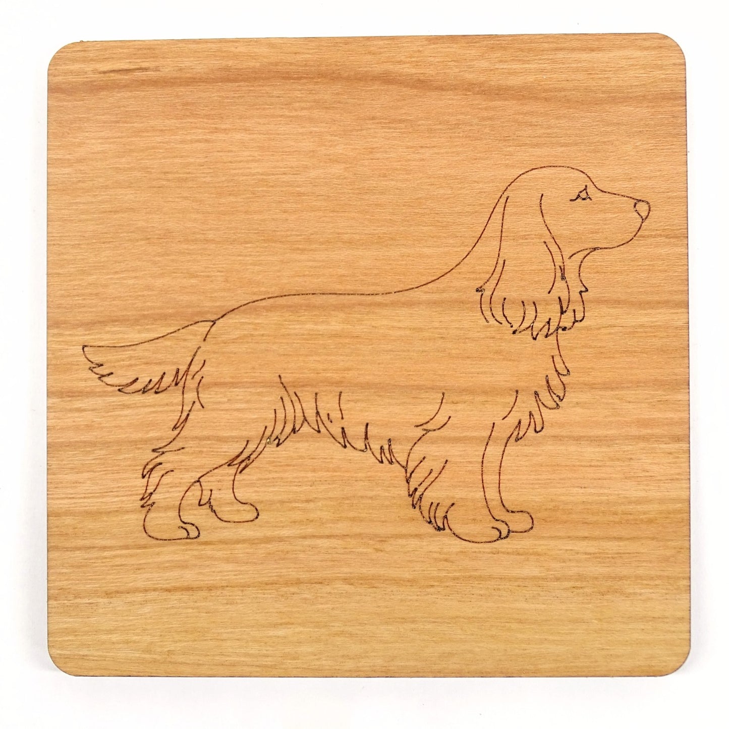 Standing Cocker spaniel coaster | Cherry Wood with cork back