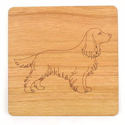 Standing Cocker spaniel coaster | Cherry Wood with cork back