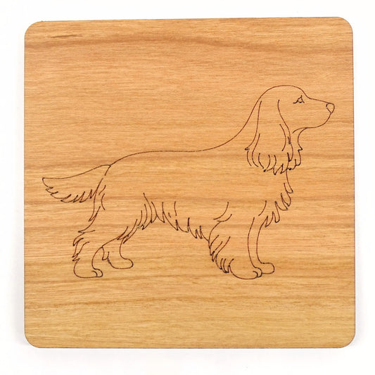 Standing Cocker spaniel coaster | Cherry Wood with cork back