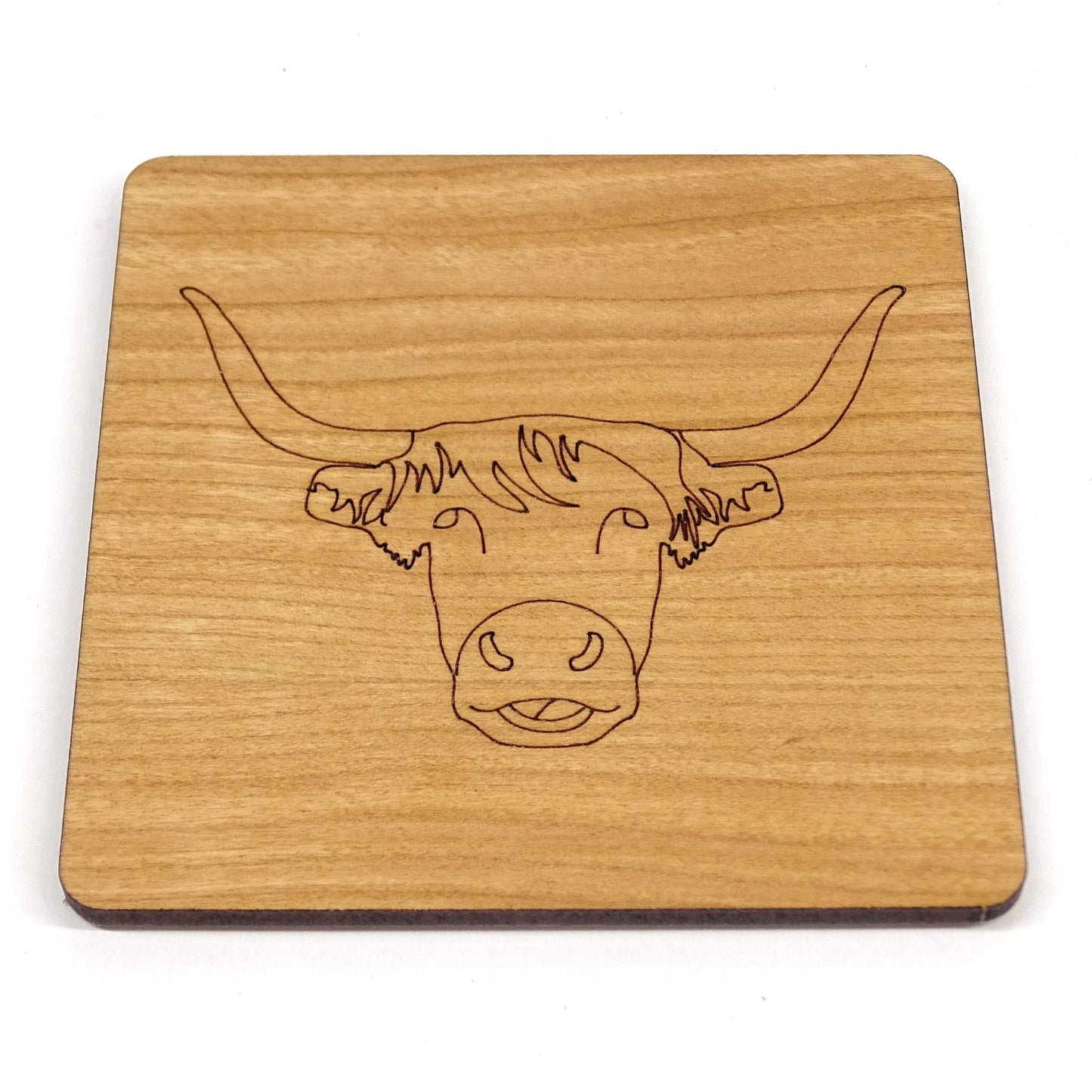 Highland Cow Wood Coaster Engraved Scottish Themed Hairy Coo Wood Coaster