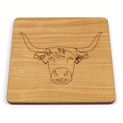 Highland Cow Wood Coaster Engraved Scottish Themed Hairy Coo Wood Coaster