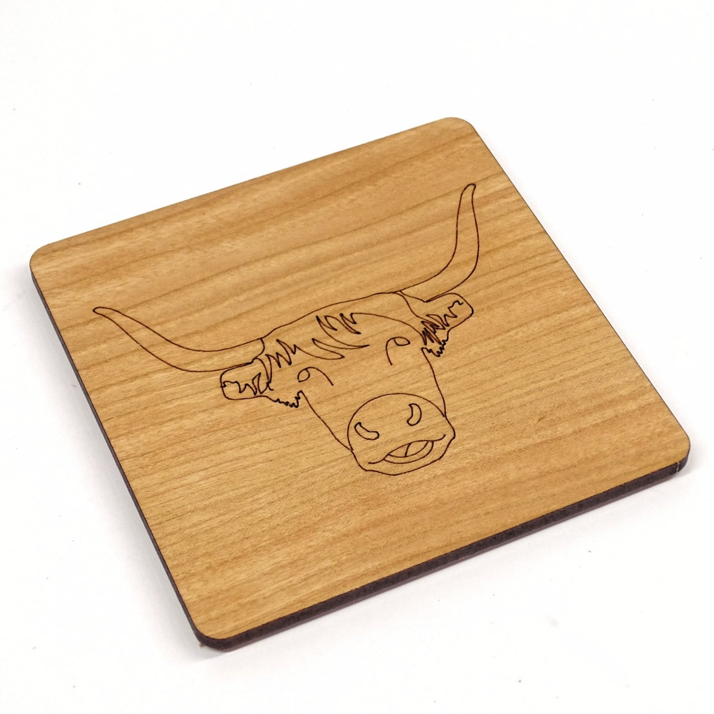 Highland Cow Wood Coaster Engraved Scottish Themed Hairy Coo Wood Coaster