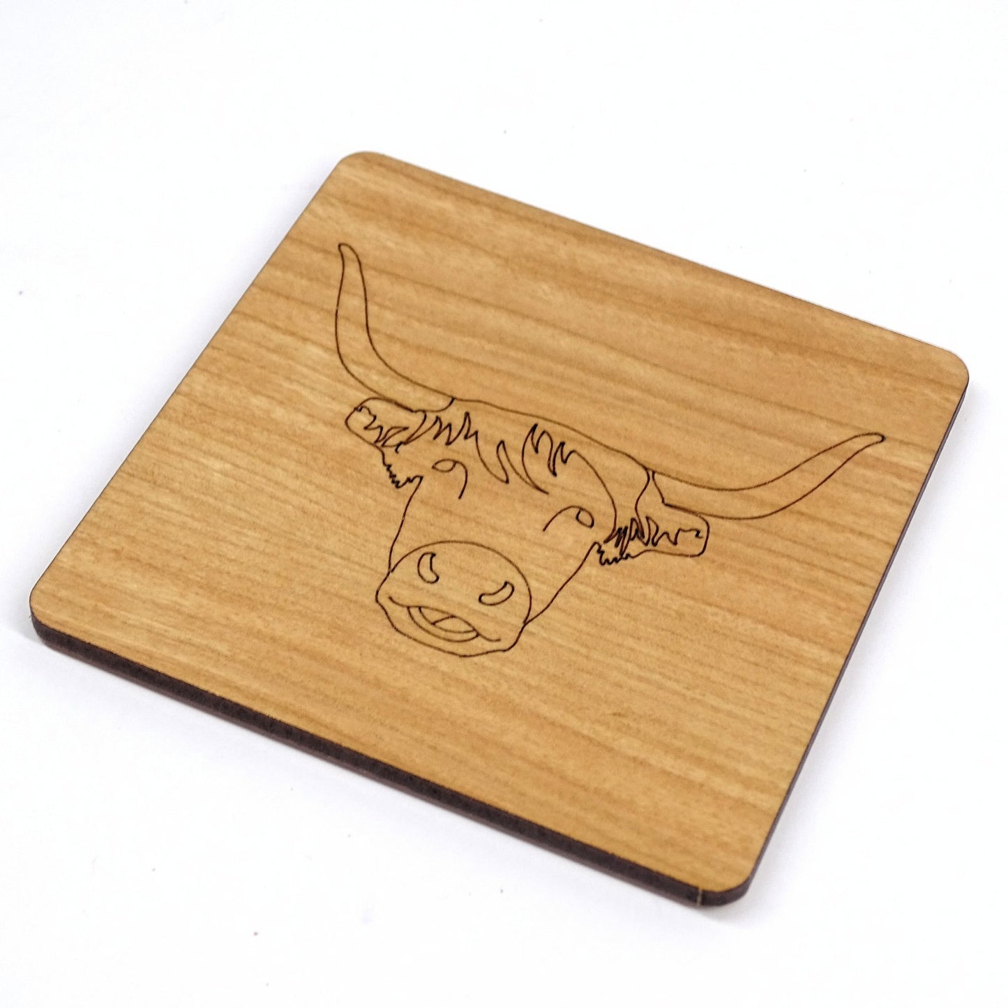 Highland Cow Wood Coaster Engraved Scottish Themed Hairy Coo Wood Coaster