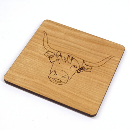 Highland Cow Wood Coaster Engraved Scottish Themed Hairy Coo Wood Coaster