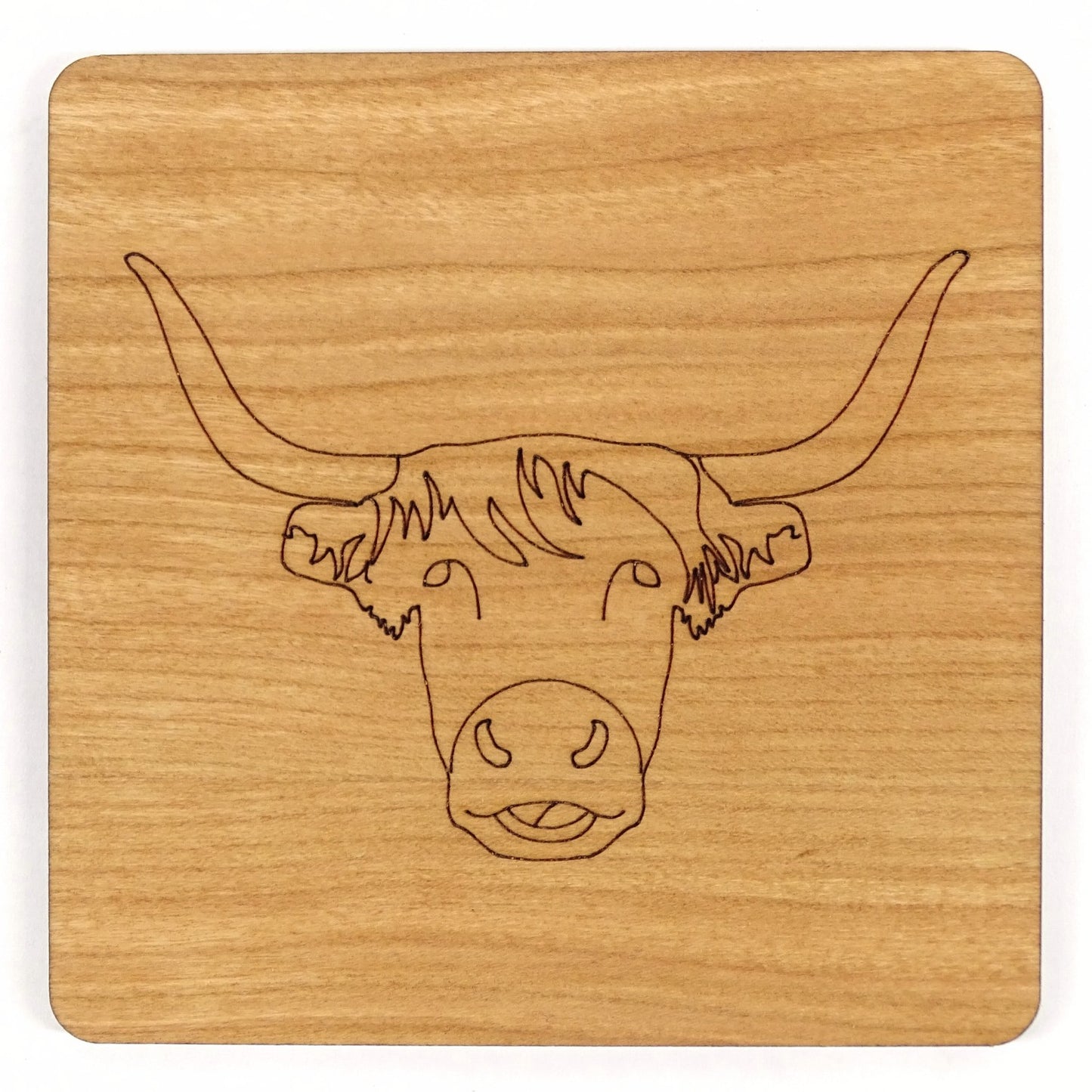 Highland Cow Wood Coaster Engraved Scottish Themed Hairy Coo Wood Coaster