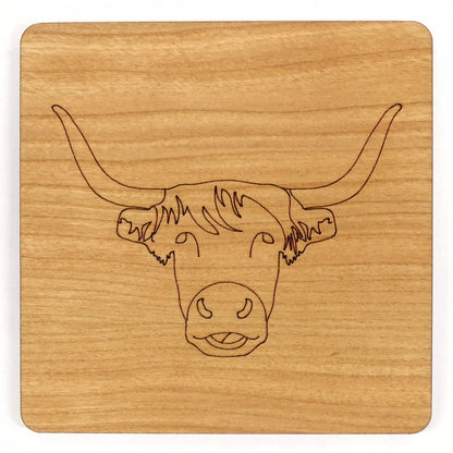 Highland Cow Wood Coaster Engraved Scottish Themed Hairy Coo Wood Coaster
