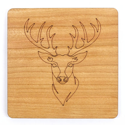 Stag Wooden Coaster | Deer, Wildlife, Woodland Décor