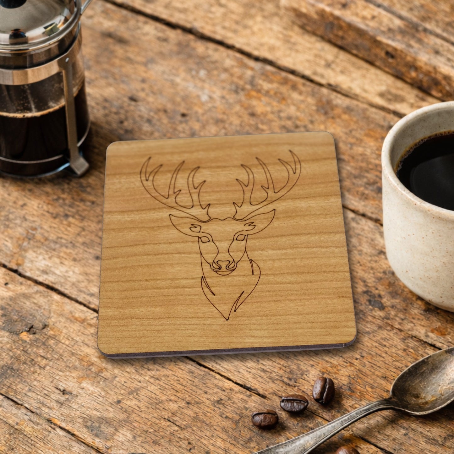 Stag Wooden Coaster | Deer, Wildlife, Woodland Décor