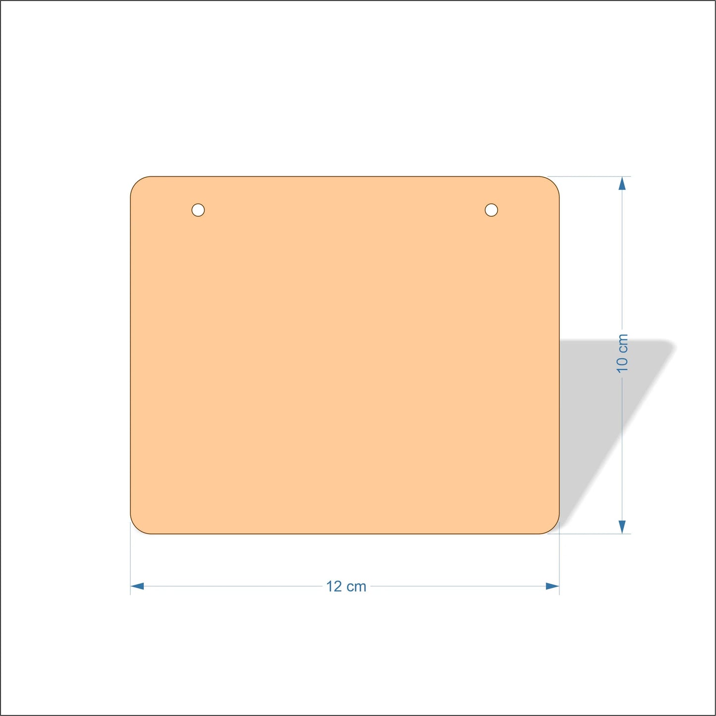 12 cm Wide Blank board plaques with rounded corners - plywood