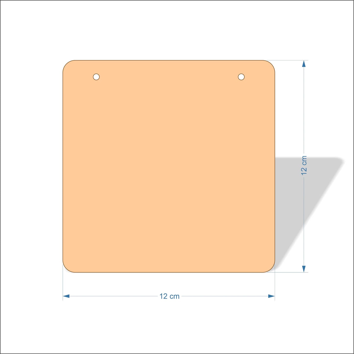 12 cm Wide Blank board plaques with rounded corners - plywood