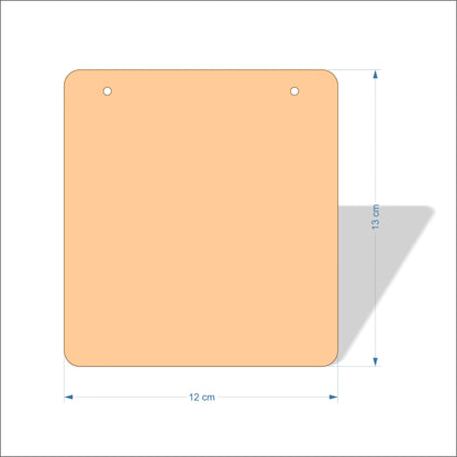 12 cm Wide Blank board plaques with rounded corners - plywood