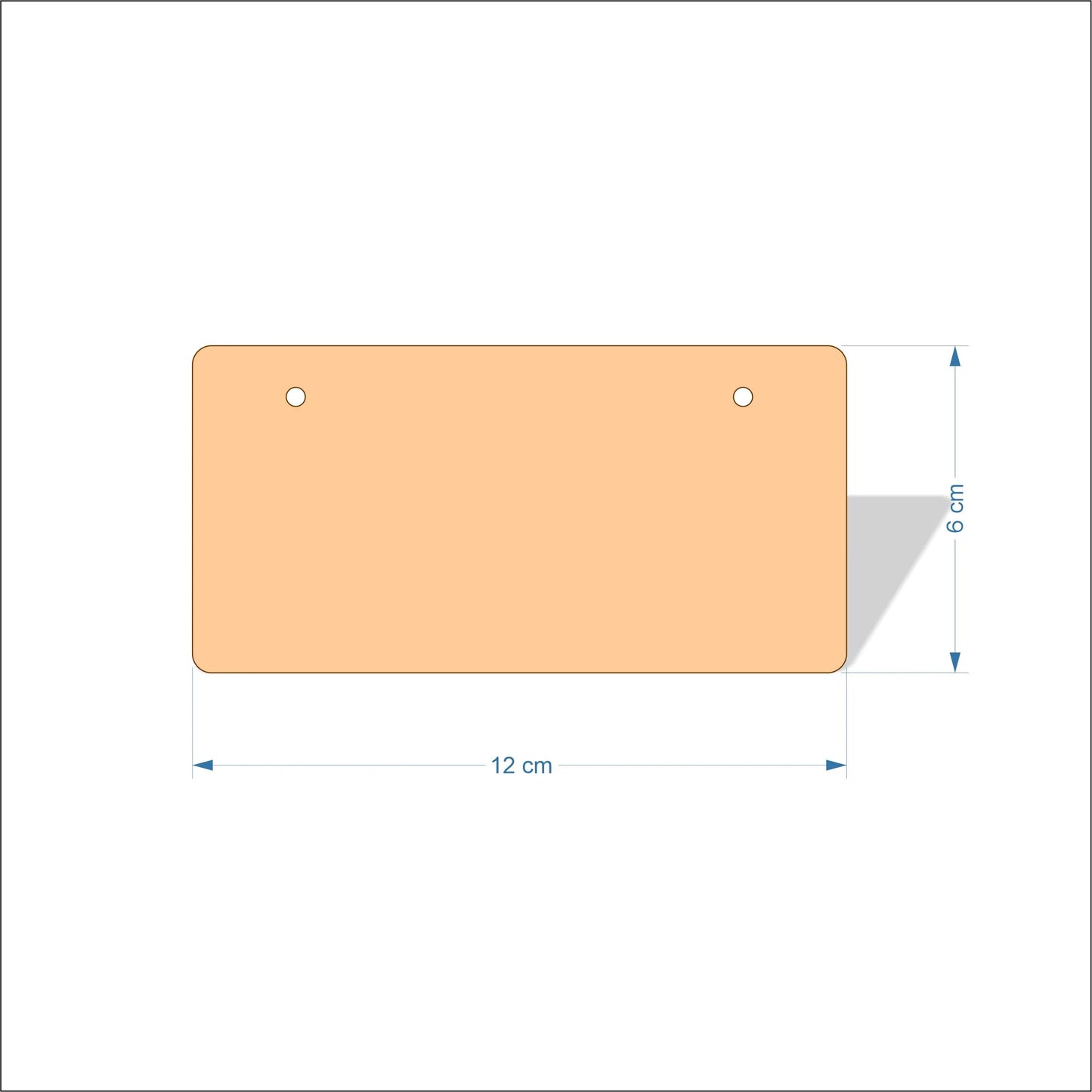 12 cm Wide Blank board plaques with rounded corners - plywood