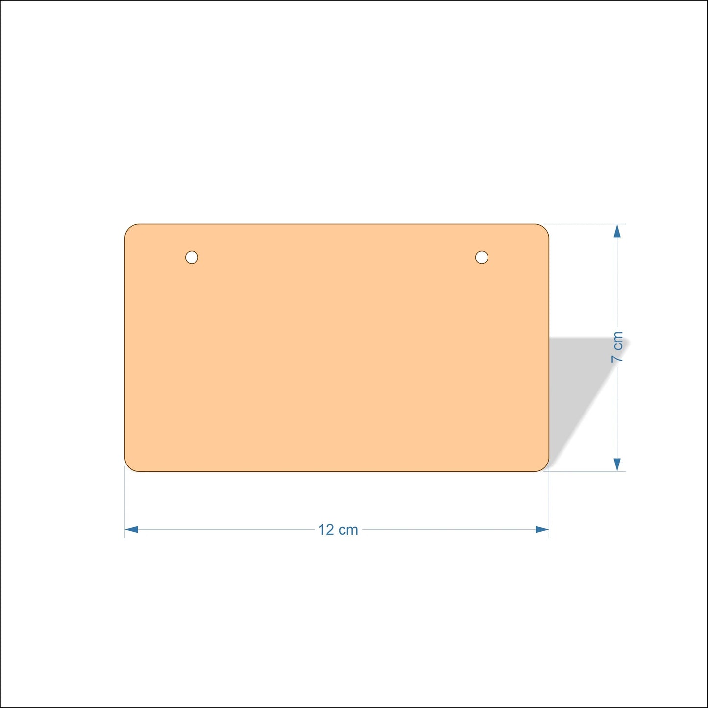 12 cm Wide Blank board plaques with rounded corners - plywood