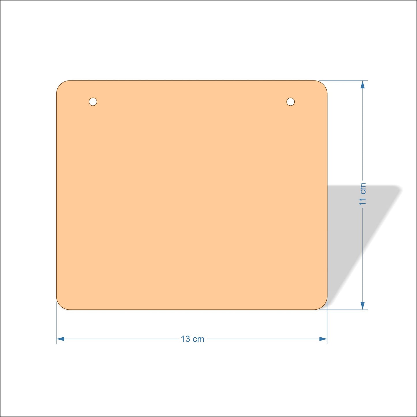 13 cm Wide 3mm thick MDF Plaques with rounded corners