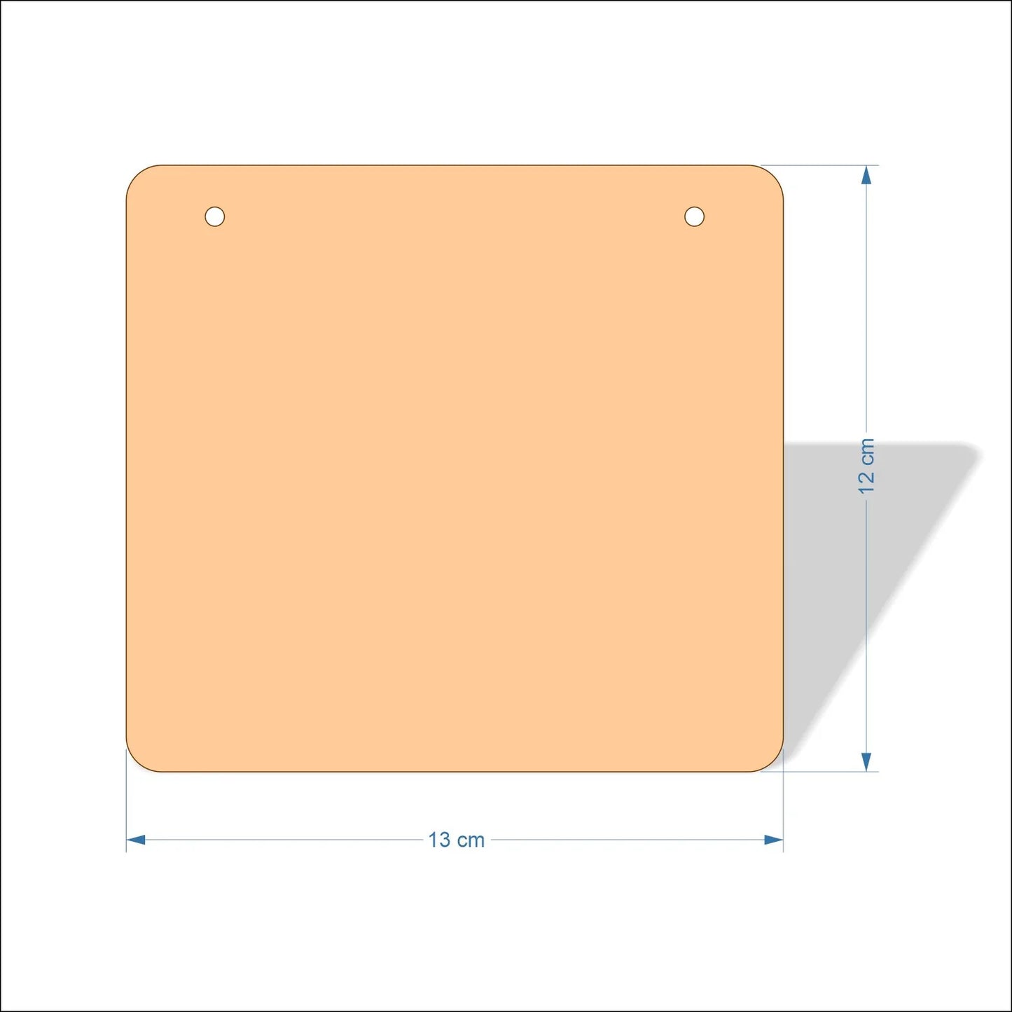 13 cm Wide Blank board plaques with rounded corners - plywood