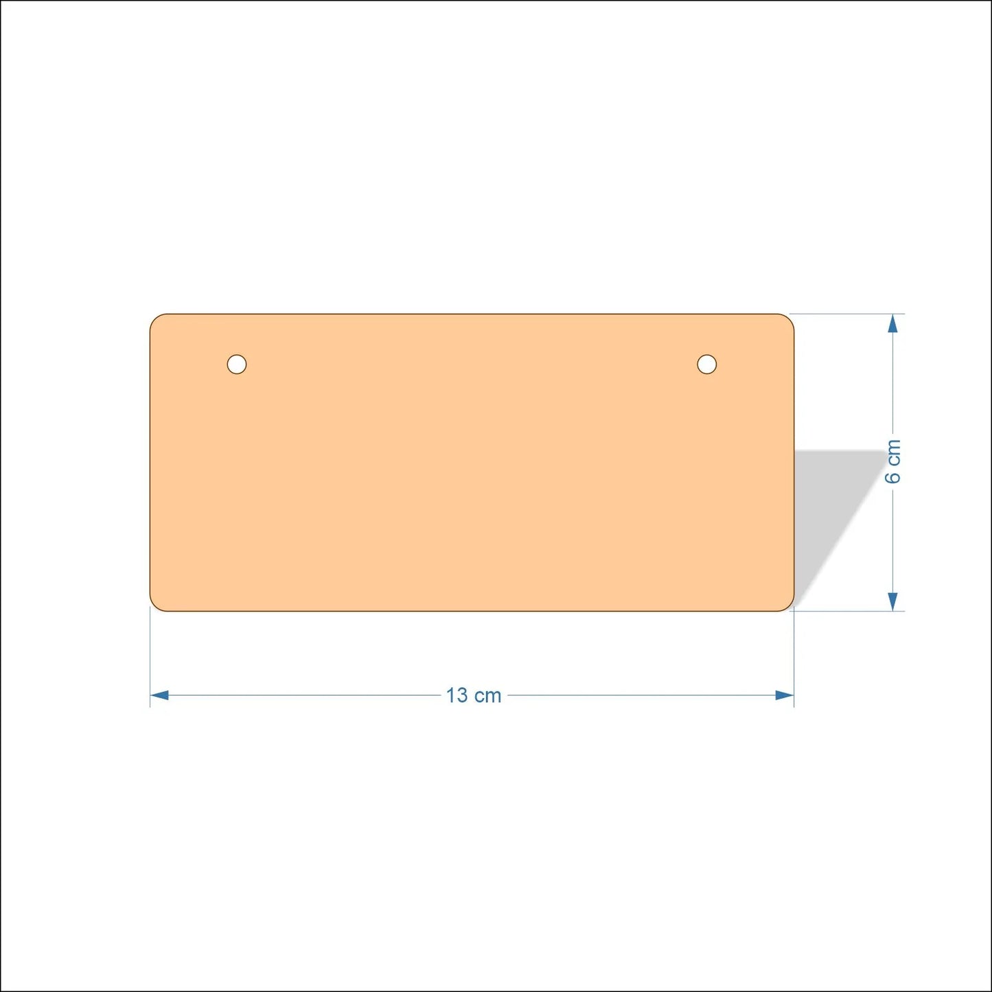 13 cm Wide Blank board plaques with rounded corners - plywood