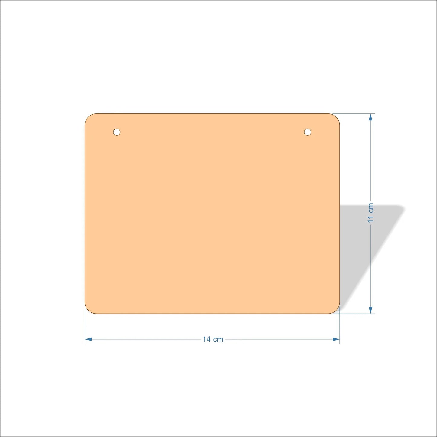 14 cm Wide Blank board plaques with rounded corners - plywood