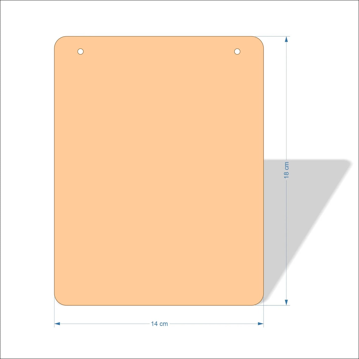 14 cm Wide Blank board plaques with rounded corners - plywood