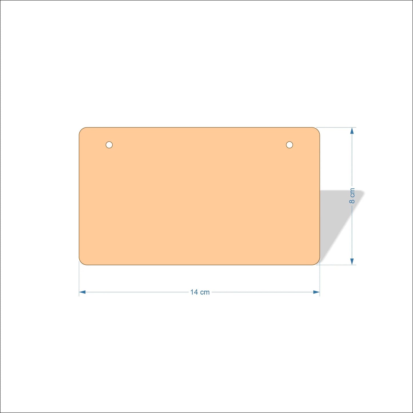 14 cm Wide Blank board plaques with rounded corners - plywood